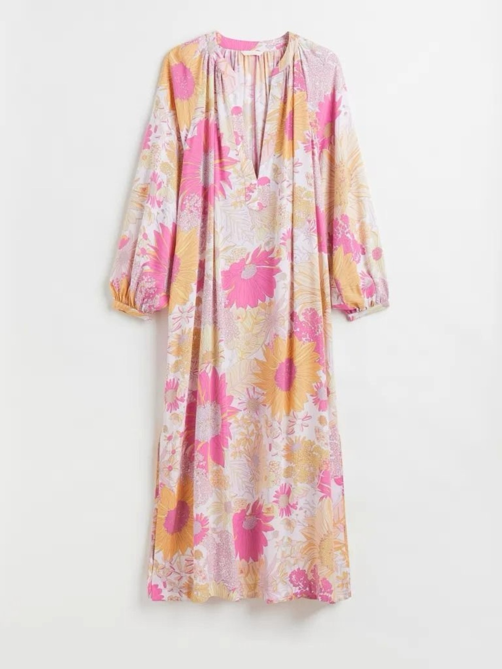 H&M Pink and Yellow Floral Long-Sleeve Dress - Picture 4 of 4